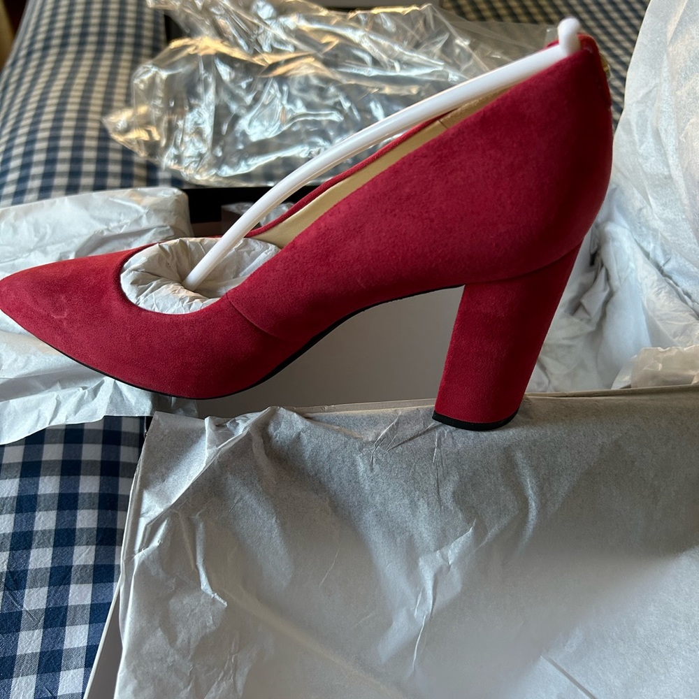 NWT red real leather—suede heels.  👠 - Picture 3 of 10